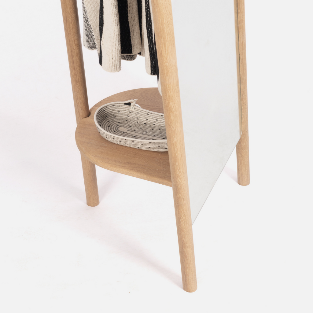 Scalla Freestanding Mirror - Solid Oak