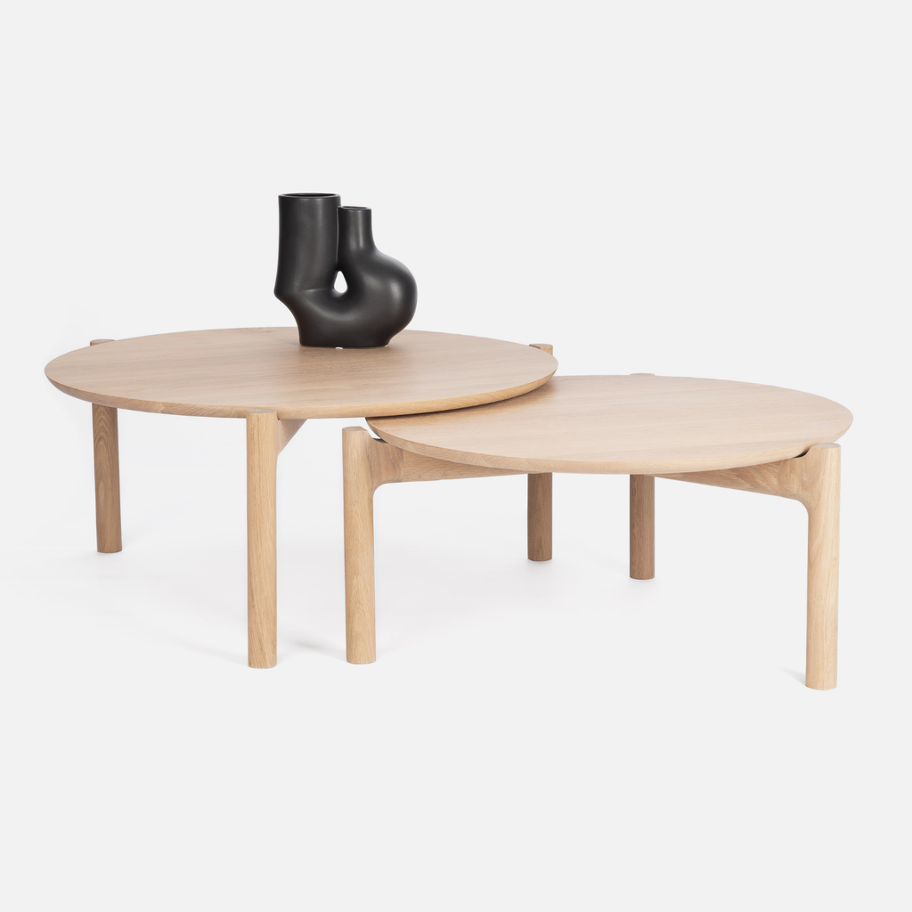 Akari Round Nesting Tables - Solid Oak