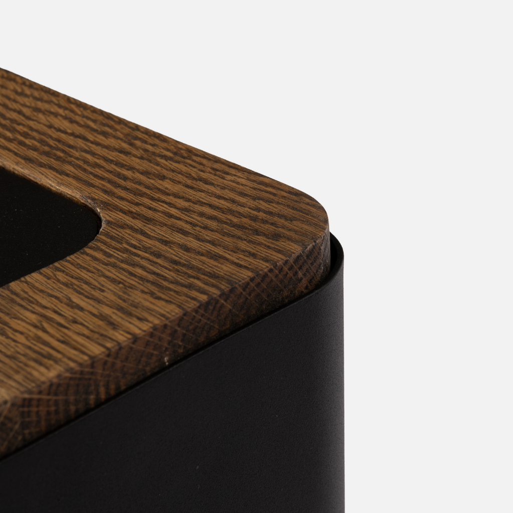 Lacuna Tall Bin - Black / Dark Oak