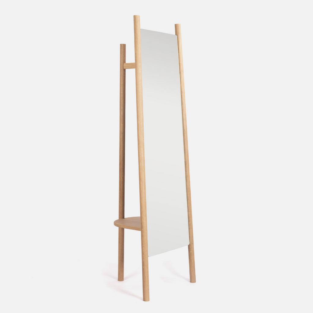 Scalla Freestanding Mirror - Solid Oak