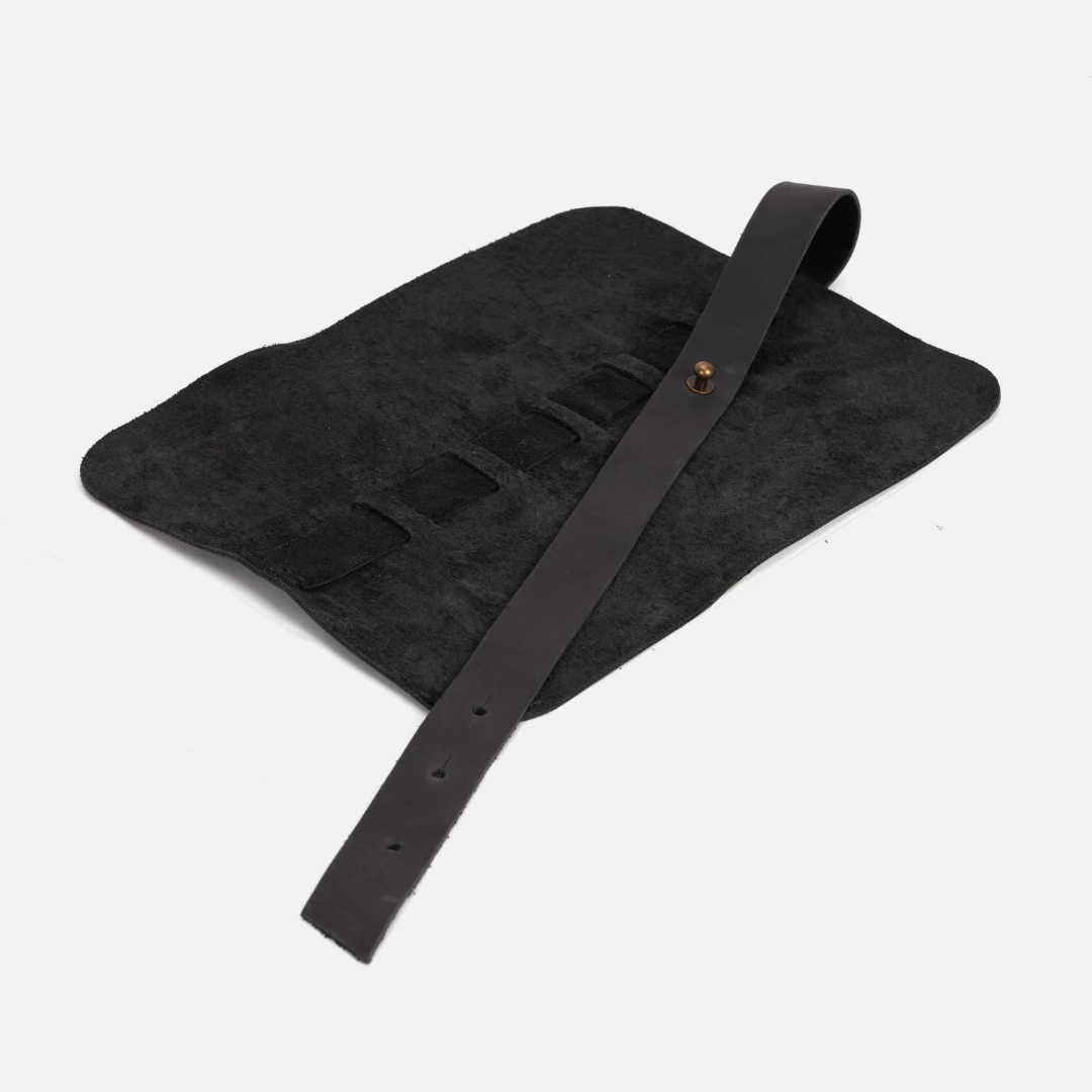 Leather Cable & Pen Roll - Black