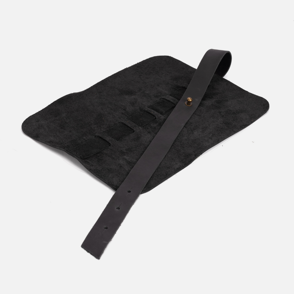 Leather Cable & Pen Roll - Black