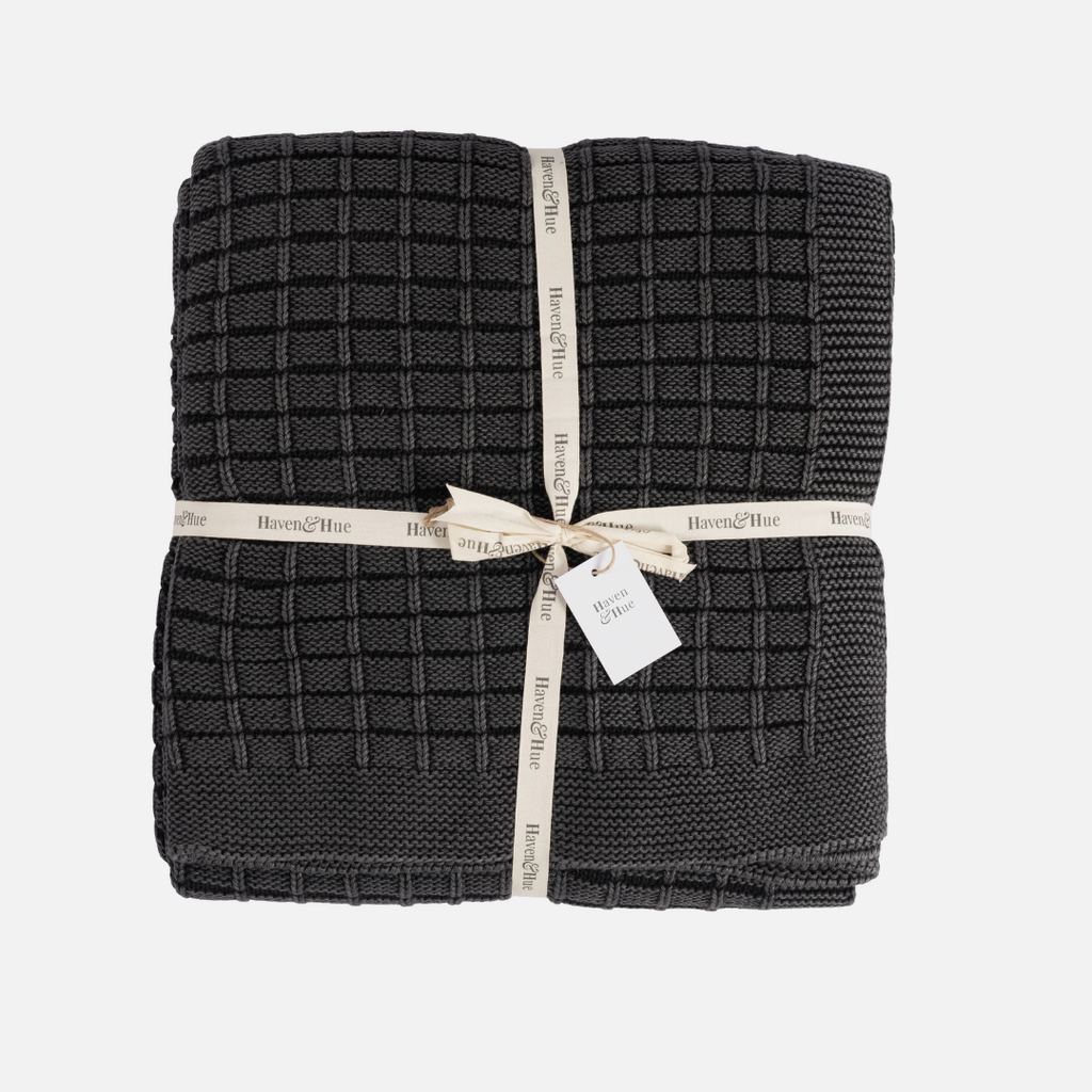 Thick Cotton Throw - Coal