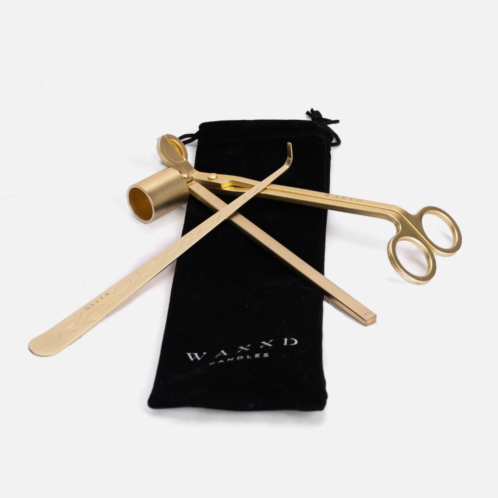 Candle Care Trio Kit & Velvet Bag - Matte Gold