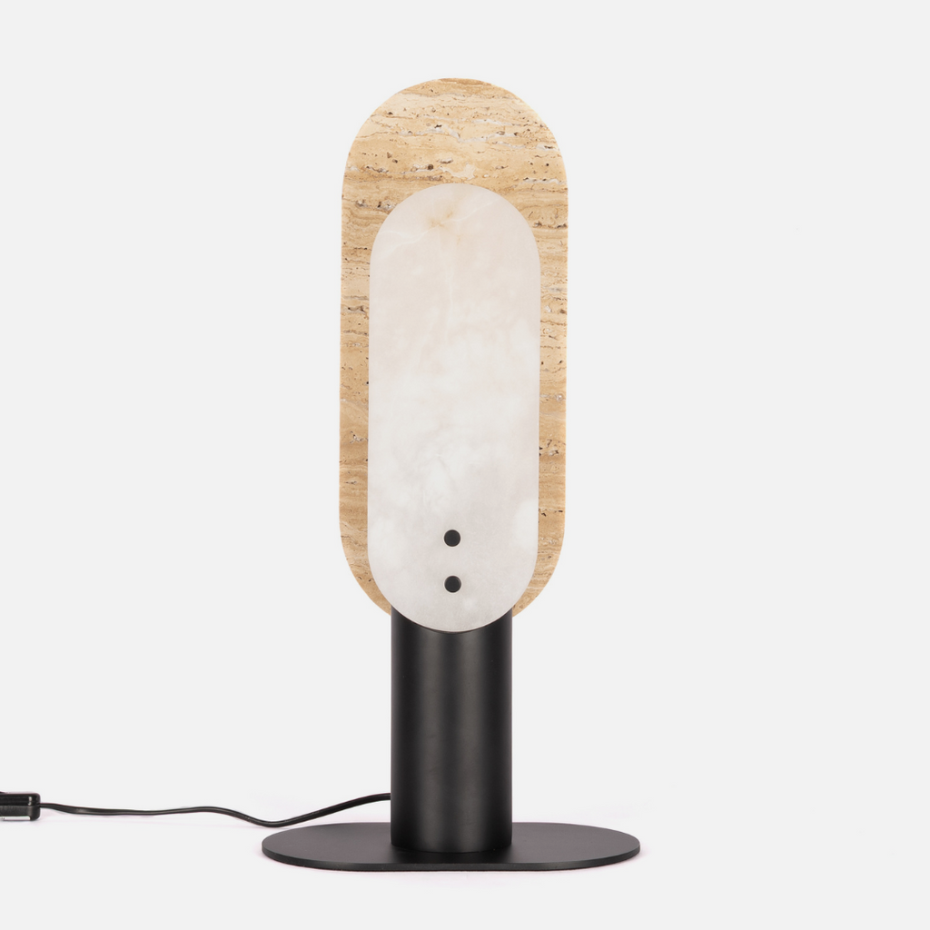 Alabaster Table Lamp - Black, Stone