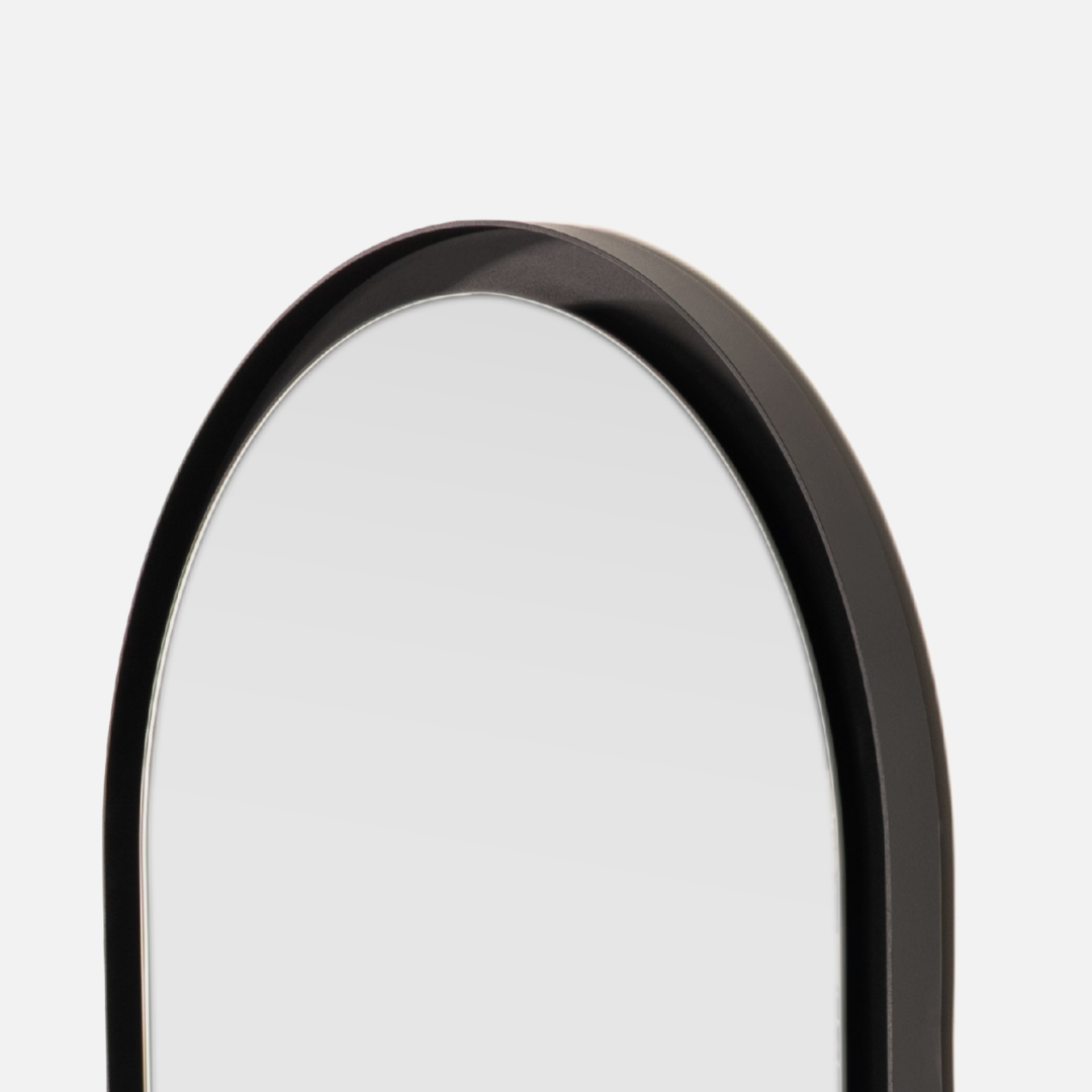 Halo Deep Frame Black Steel Pill Mirror