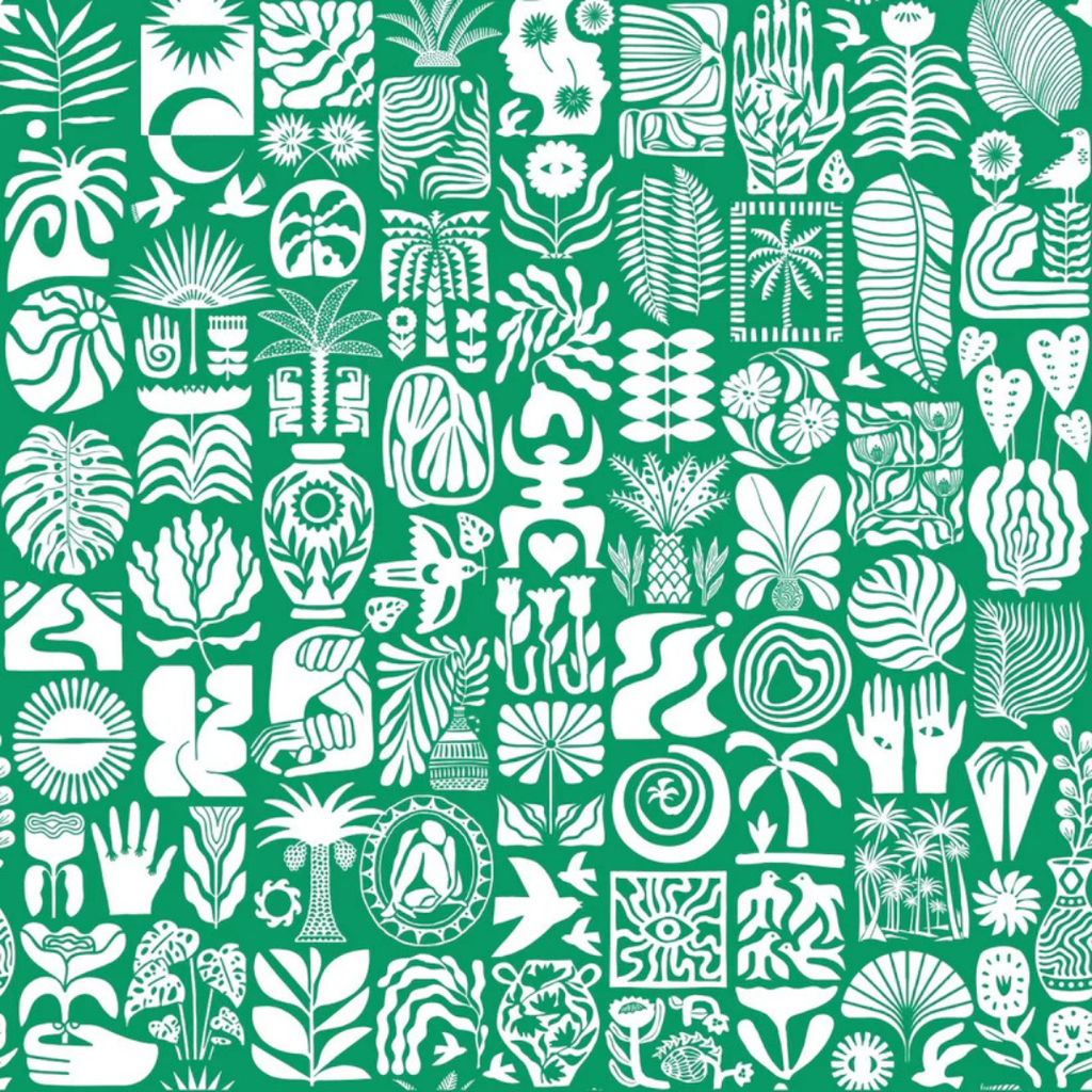 Bowl Covers Gift Set - African Roots (White on Green)