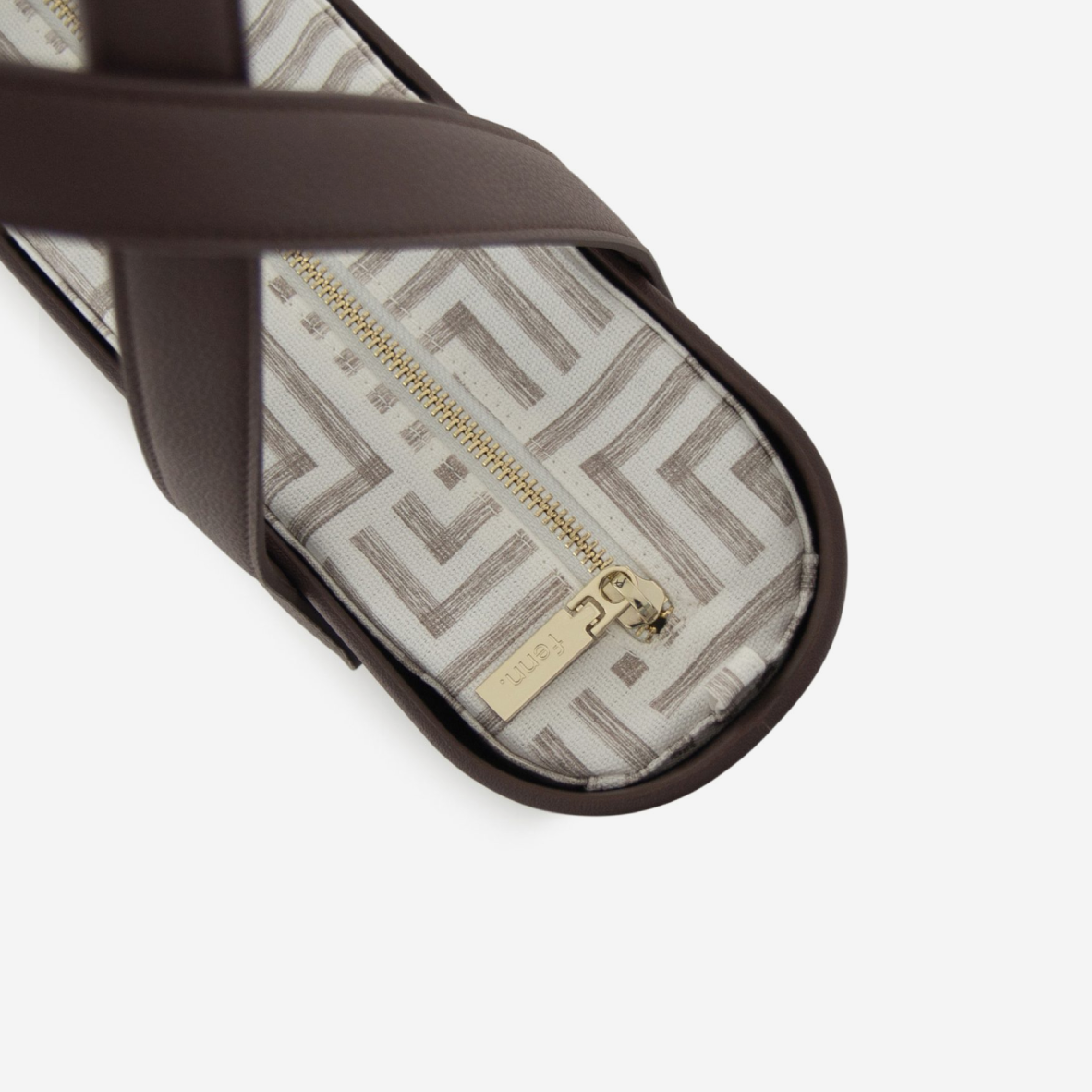 Petite Handbag - Chocolate - Geometric Inner - Chocolate Handles