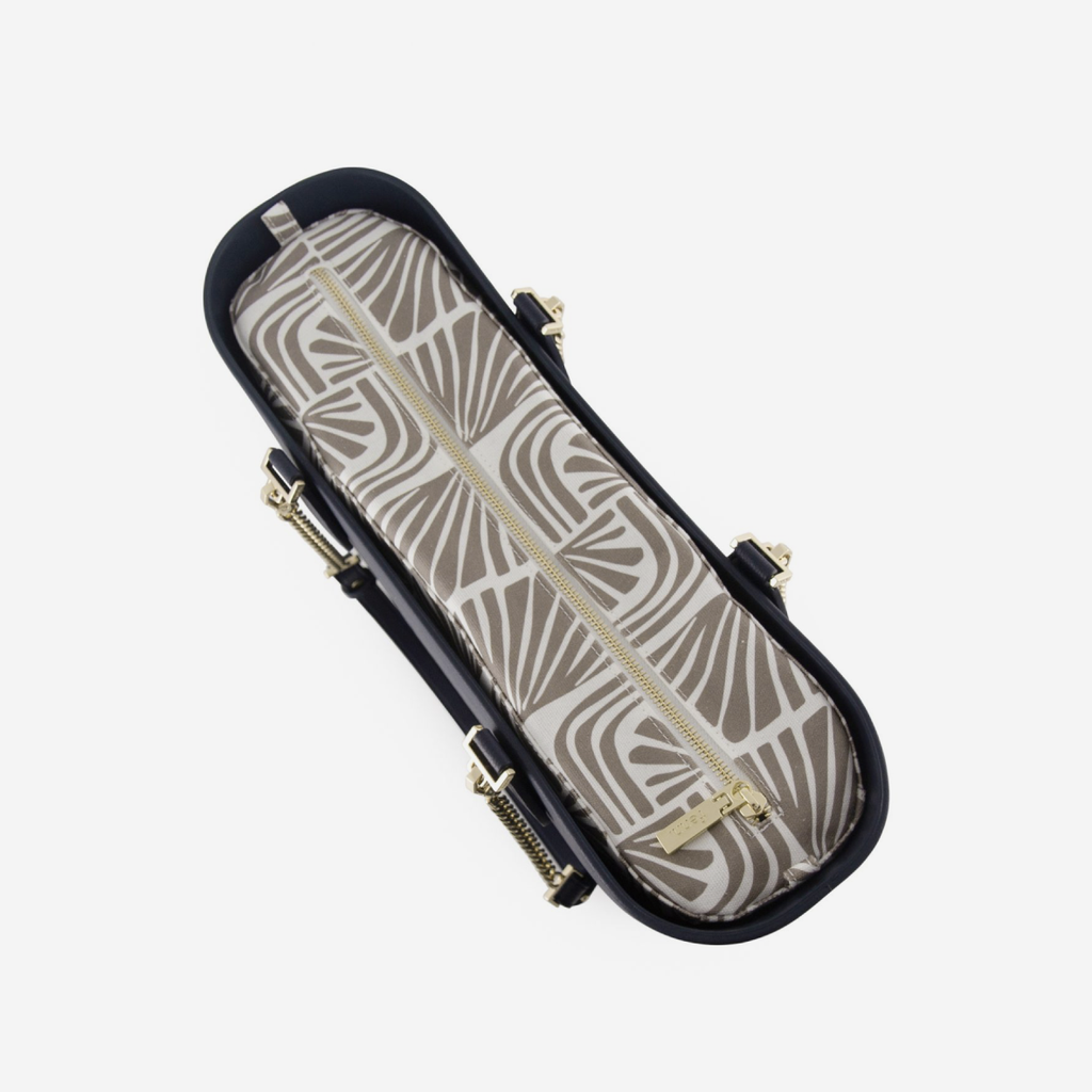 Original Handbag - Navy - Waves Inner - Navy Handles - Gold Chain