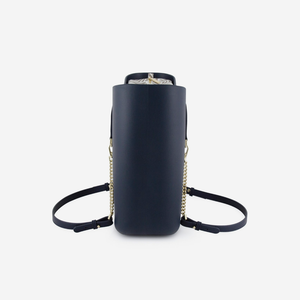 Original Handbag - Navy - Waves Inner - Navy Handles - Gold Chain
