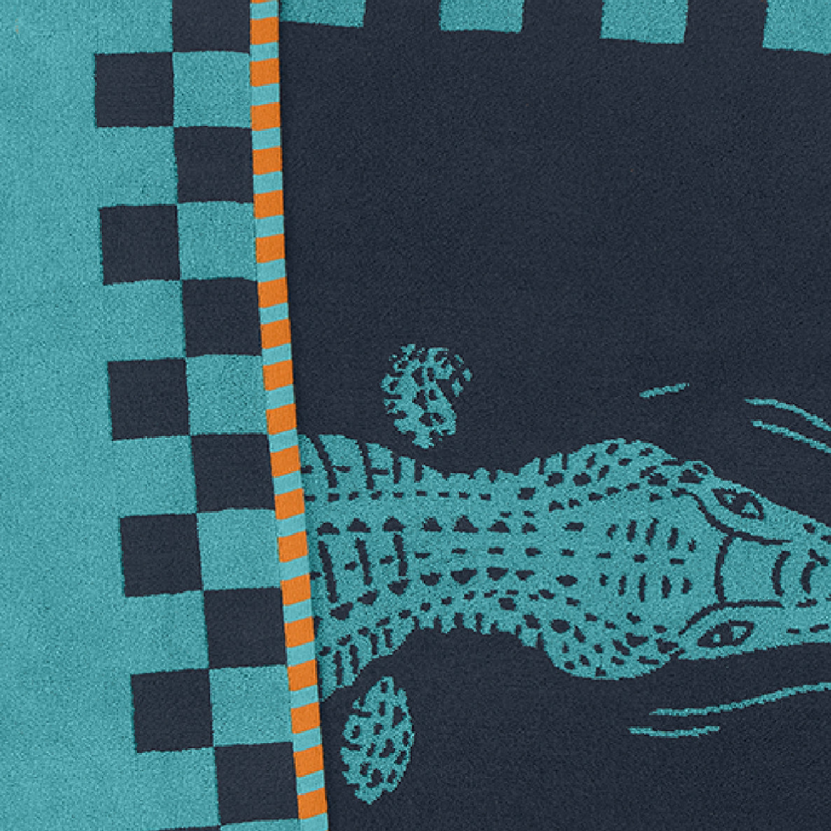 Seabed Nile Crocodile Beach & Bath Towel - Sea Boat Blue