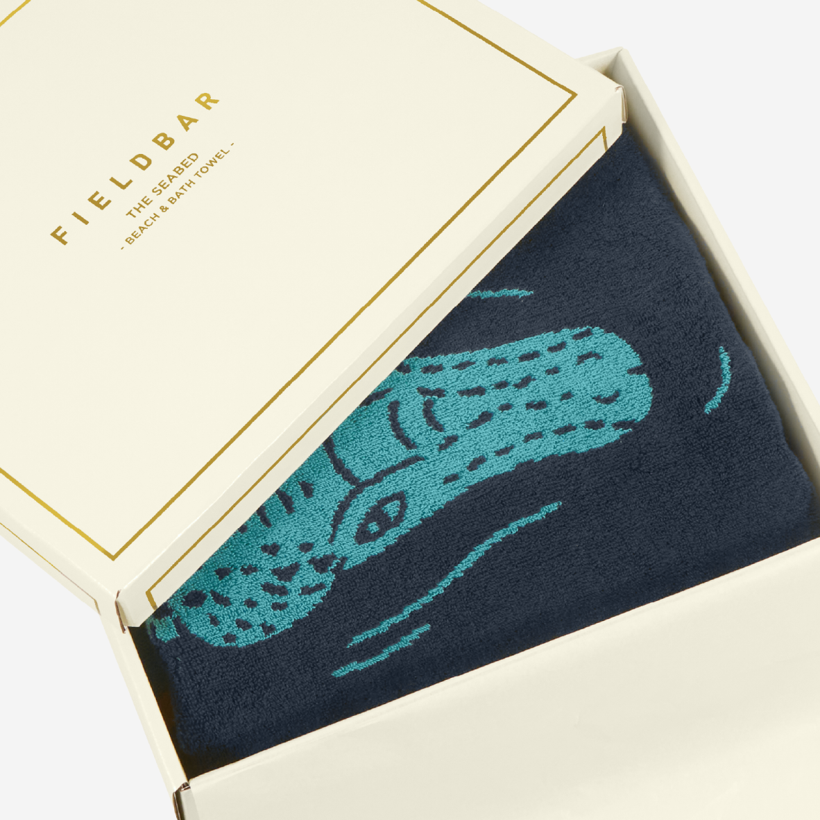 Seabed Nile Crocodile Beach & Bath Towel - Sea Boat Blue