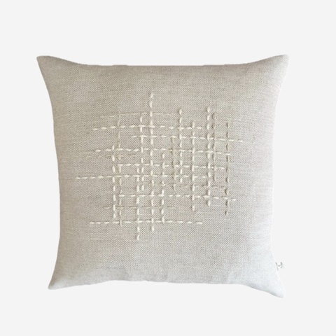 Hand Embroidered Cushion Cover - Crossroads Natural