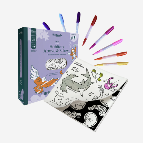 Reusable Colouring Book Tales - Habitats Above & Below