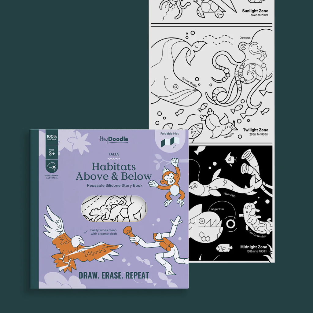 Reusable Colouring Book Tales - Habitats Above & Below