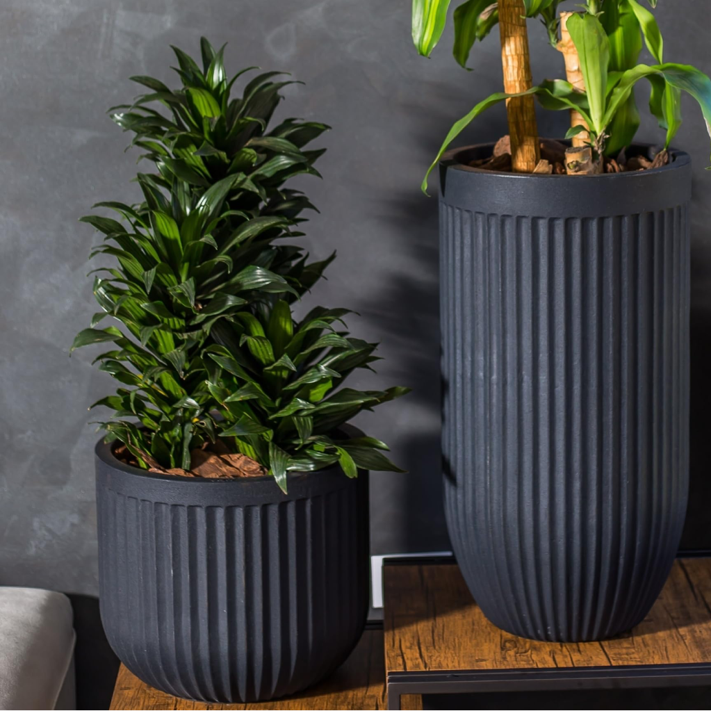 Flute Round Planter - Lead