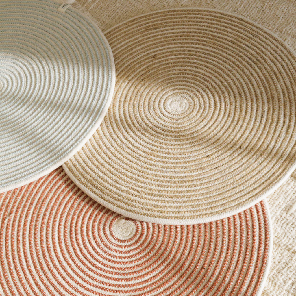 Placemats & Coasters Sets Of 4 -  Intertwined Ivory & Rust