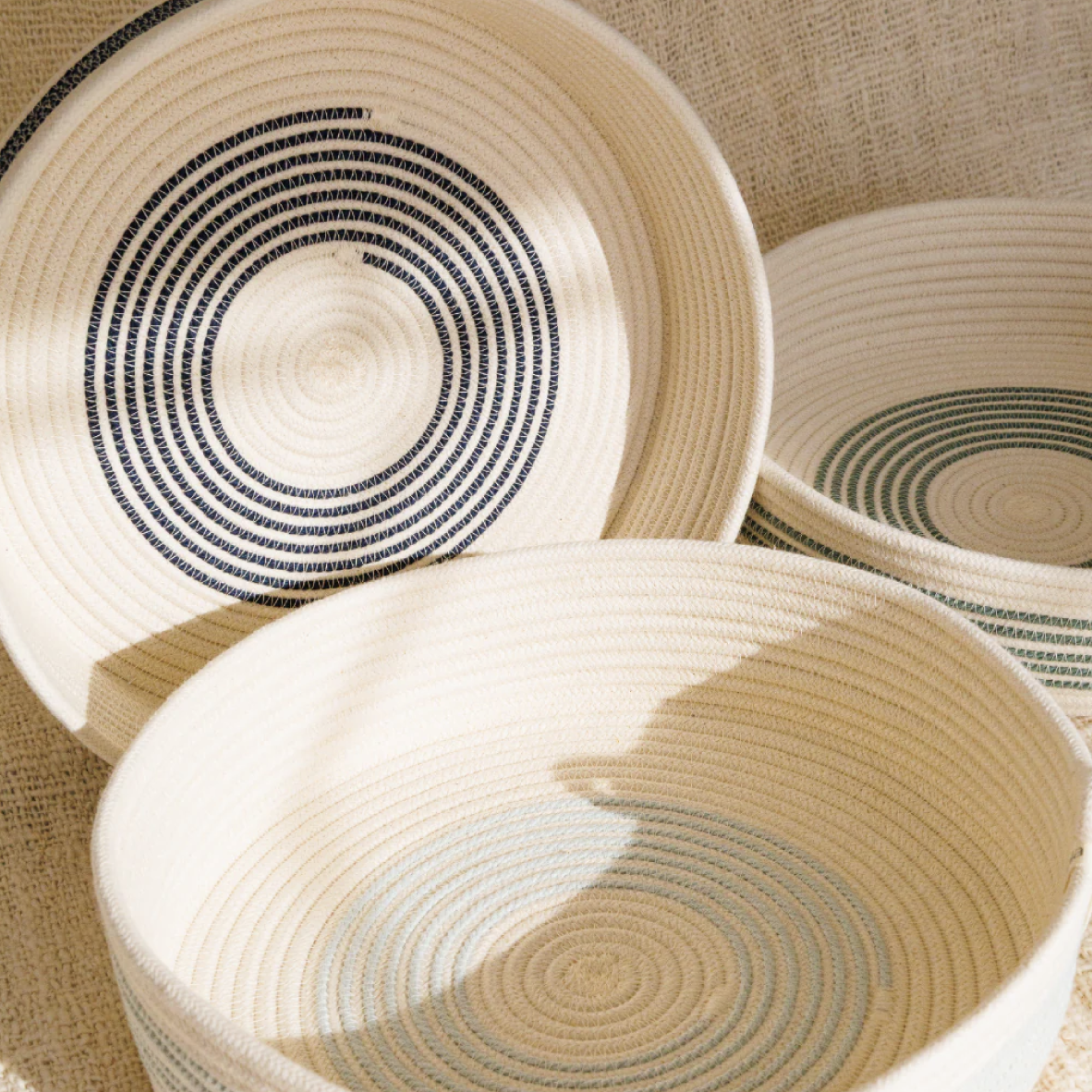 Table Basket Medium - Intertwined Ivory & Sage