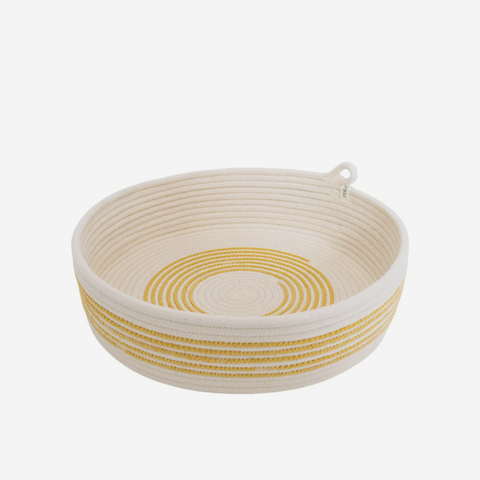Table Basket Medium - Intertwined Ivory & Yellow
