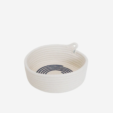 Table Basket Small - Intertwined Ivory & Navy