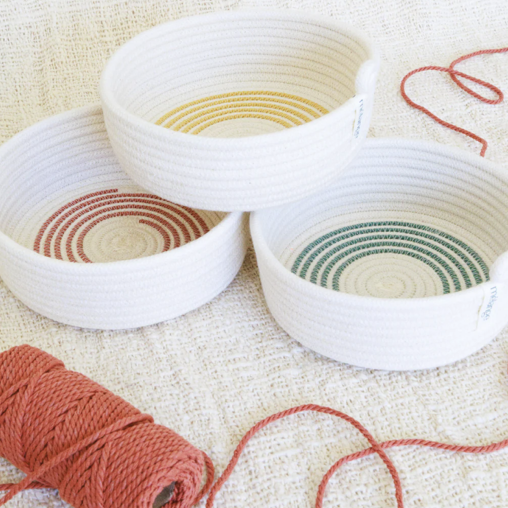 Table Basket Small - Intertwined Ivory & Rust