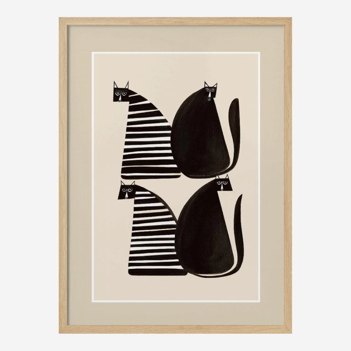 Art Poster A3 - Minimalistic Cats In Mono
