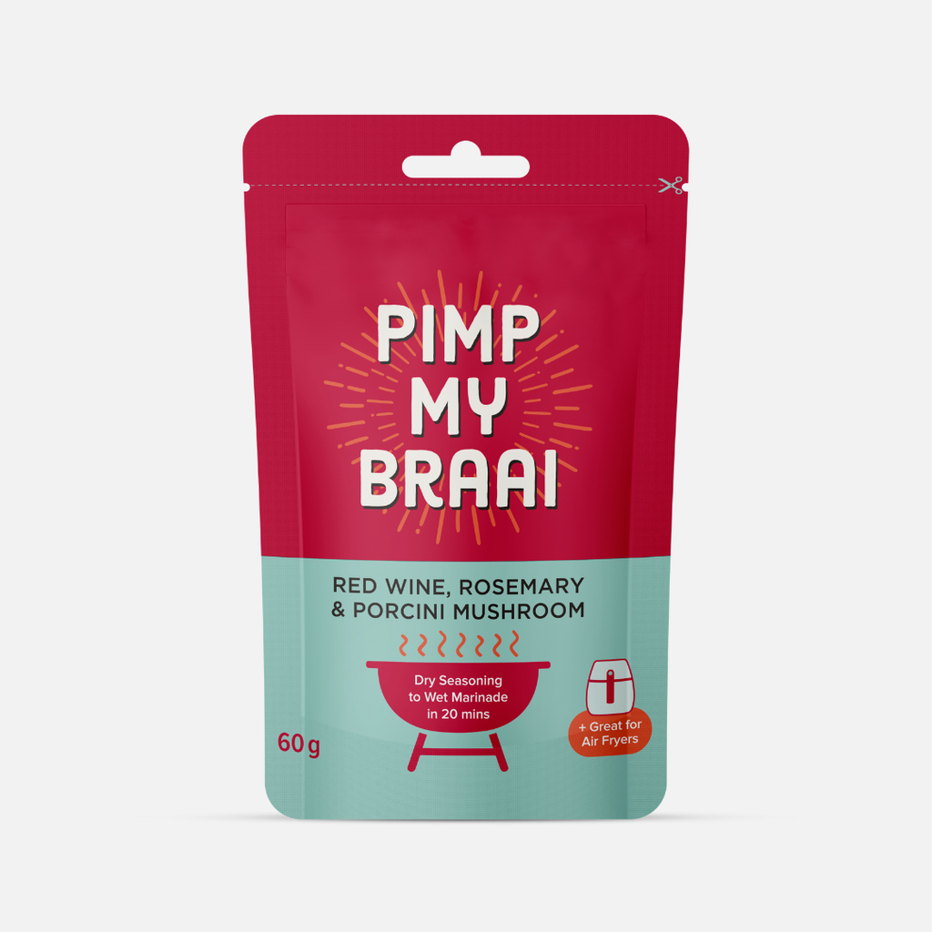 Pimp My Braai seasoning packet on a light gray background