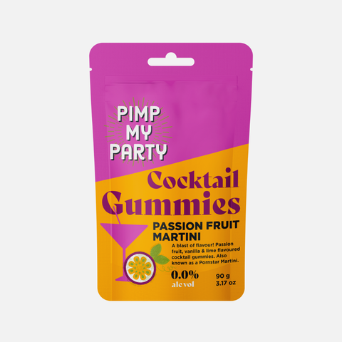 Pimp My Party Cocktail Gummies Passion Fruit Martini packaging on a white background