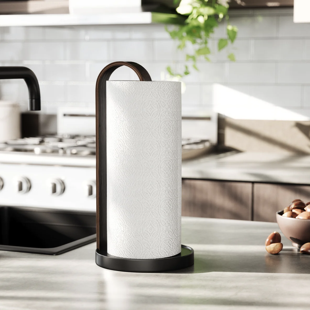 Bellwood Paper Towel Holder - Black & Walnut