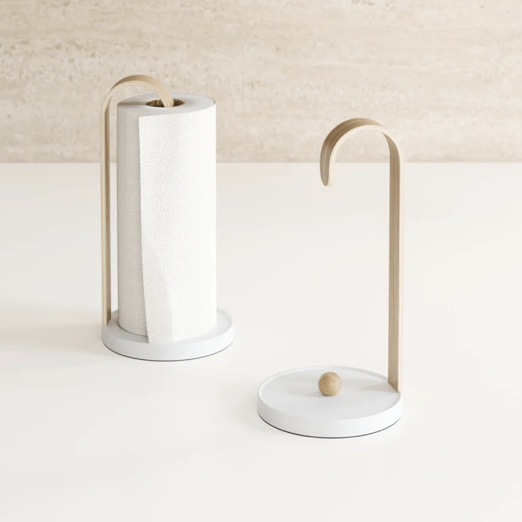 Bellwood Paper Towel Holder - White & Natural