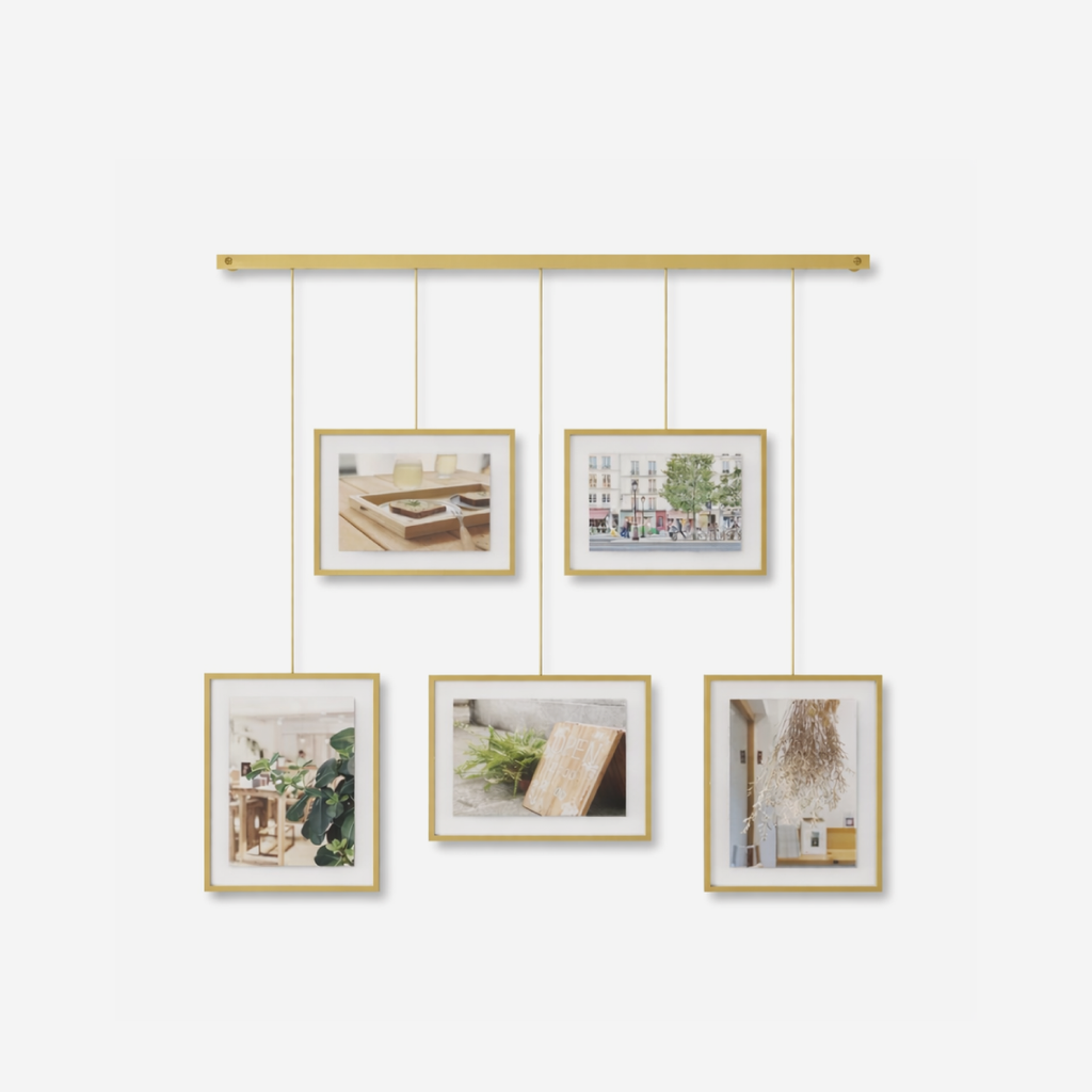Exhibit Photo Display Set Of 5 - Brass