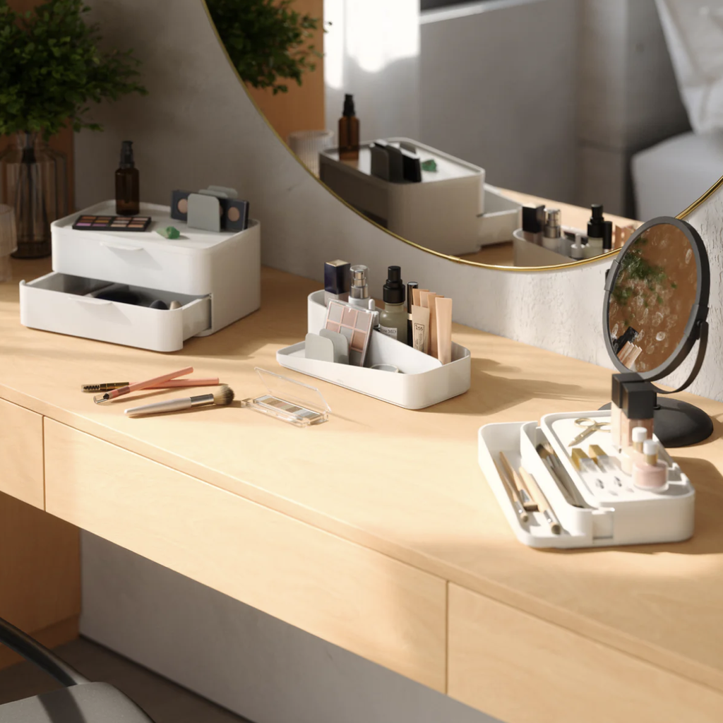 Glam Cosmetic Organiser Large - White & Grey